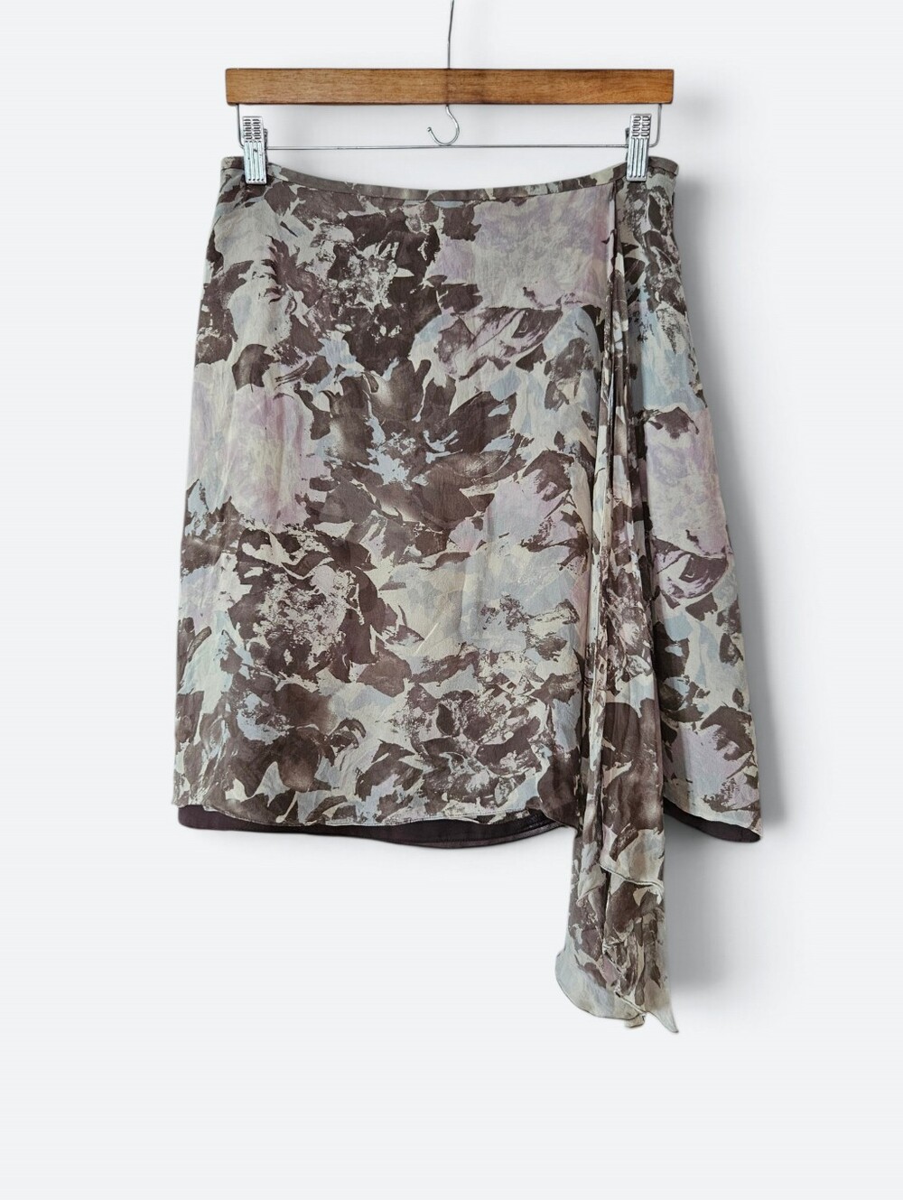 Linda Allard Ellen Tracy Vintage 100% Silk Chiffon Scarf Draped Accent Skirt 10